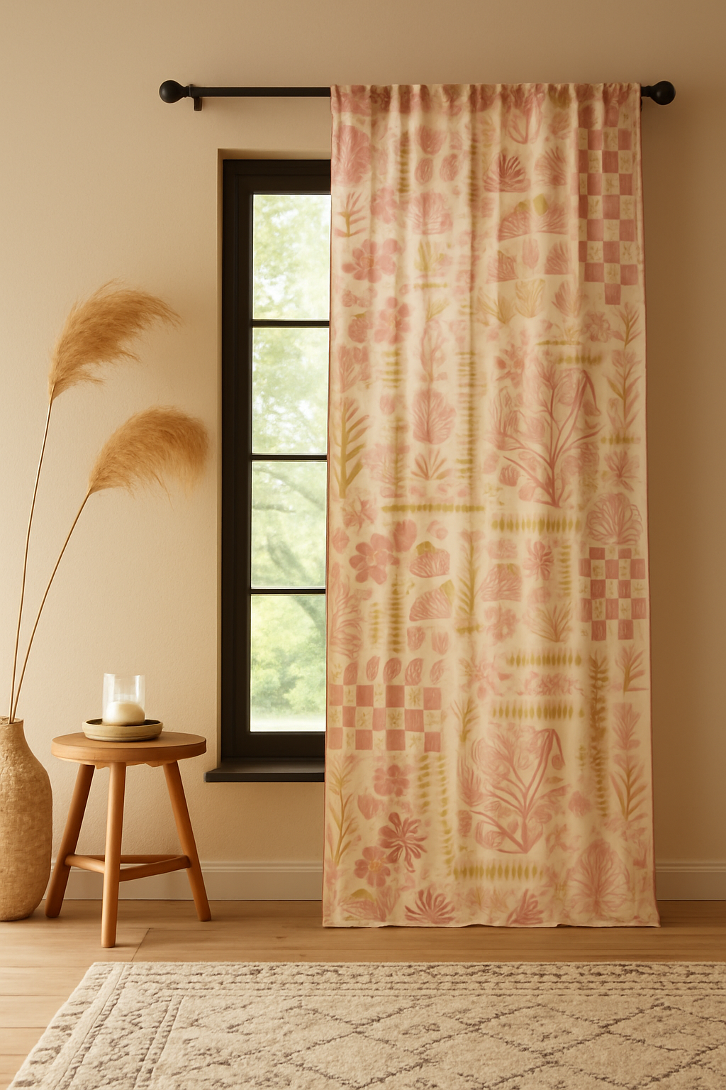 Floral Print Curtain